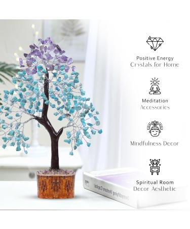 Turquoise & Amethyst Stone Tree - Spiritual Housewarming Gift for Women - Feng Shui Decor - Buy Online on GoSupps.com