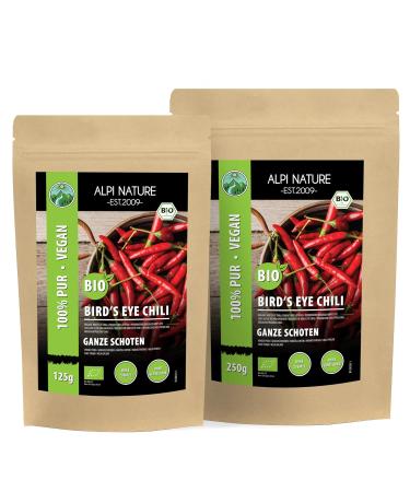Bio Bird s Eye Chili Ganz (250g) - Organic Whole Chili Peppers | 100% Pure & Natural Birds Eye Chili - Buy Online on GoSupps.com