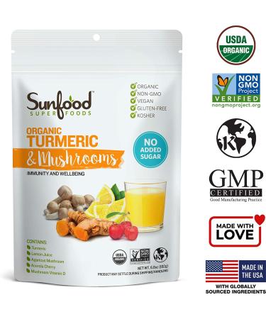 Buy Sunfood Organic Turmeric & Mushrooms 6.8 oz â€“ Superfood for Health & Wellness - Buy Online on GoSupps.com