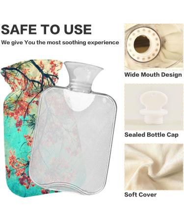 Naanle Orange Peacock Flowers Hot Water Bottle with Lid | 2L Heat Bottle for Back Pain Relief & Cold Therapy - International Shipping Available - Buy Online on GoSupps.com