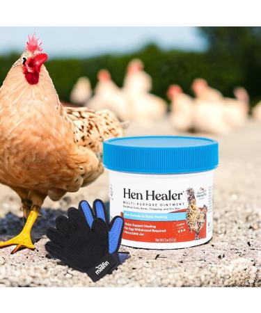 Hen Healer Poultry Supplement - All-Natural Vitamins for Immune Health & Feather Growth | Includes Pet Hair Removing Glove & Healing Ointment | Bundle Pack of 2 - Buy Online on GoSupps.com