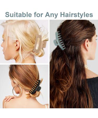 10 Pack Large Rectangle Hair Claw Clips for Thick Hair - Neutral Matte Hair Styling Accessories for Women - Buy Online on GoSupps.com