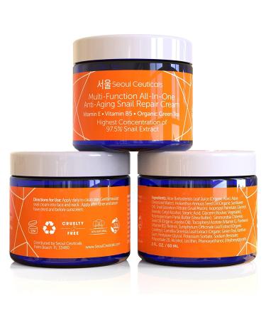SeoulCeuticals Snail Mucin Repair Cream - Korean Moisturizer (97.5% Snail Extract) | All-in-One Night Cream - 2oz - Buy Online on GoSupps.com