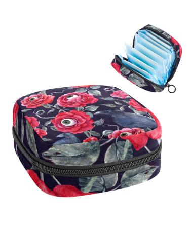 Women's bonds storage pockets Stillpad keeper eye ball rose pattern portable period kit bag feminine product bag for women girls color3