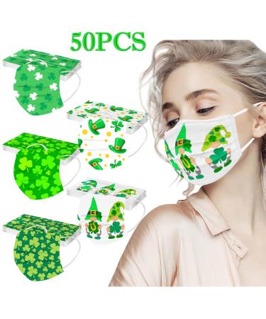 50Pcs Adult St. Patrick's Day Disposable_Face_M sks for Holiday Party St Patricks Day Decorations Breathable Protection Saint Patricks Decor for Adults Women Men