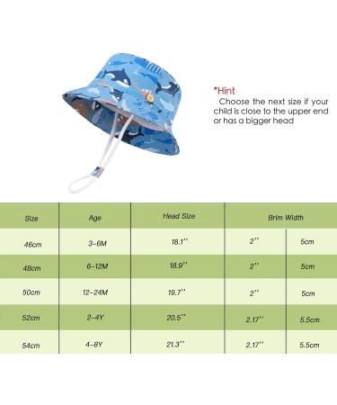 LANGZHEN Beach Sun Protection Hat for Baby Girls - Adjustable Wide Brim Toddler Kids Play Hat with Chin Strap - Fish School Design - 2-4 Years - Buy Online on GoSupps.com
