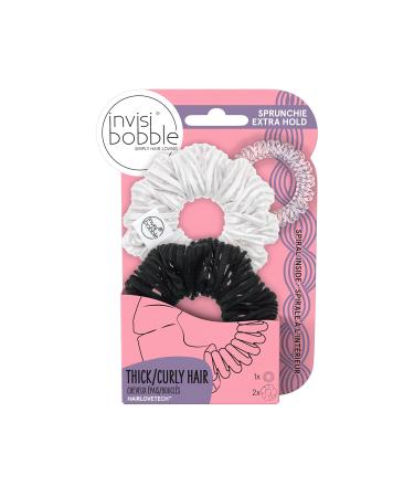 invisibobble Sprunchie Spiral Hair Ring - 2 Pack - Scrunchie Stylish Bracelet Strong Elastic Grip Coil Accessories for Women - Gentle for Girls Teens and Thick Hair (Get a Grip)