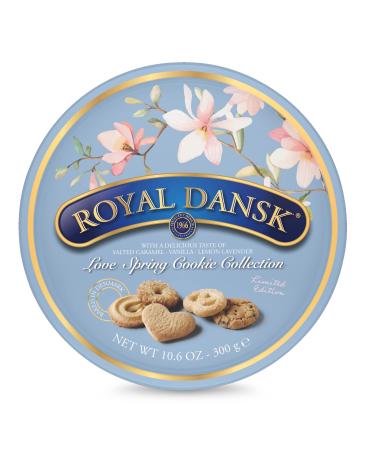 Royal Dansk Love Spring Cookie Collection | Salted Caramel, Vanilla, and Lemon Lavender Butter Cookies | Assorted Variety Cookie Tin for Easter Baskets and Easter Gifts | 10.6 oz