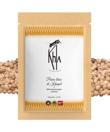 Khla - Kampot pepper white Bio 70g - white peppercorns very organic - Grand Cru strong & strong - ingredient kitchens - directly from the producer - White grains for mills - origin of Cambodia - Buy Online on GoSupps.com