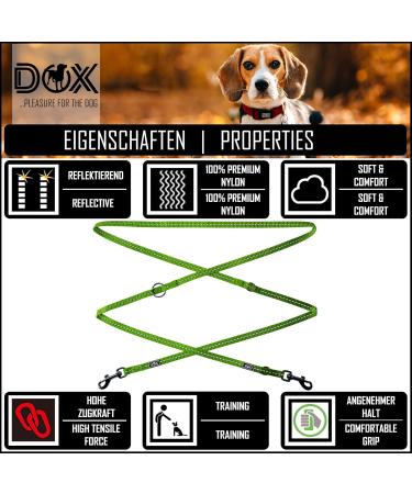DDOXX Reflective Nylon Dog Leash - 2m Adjustable Leash for All Dog Sizes - XS Green (1.0 x 200 cm) - Perfect for International Shipping - Buy Online on GoSupps.com