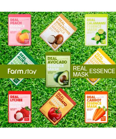 FARMSTAY Real Essence Avocado Mask Sheet - 10 Pack | Best Korean Skin Care for Hydration - Buy Online on GoSupps.com