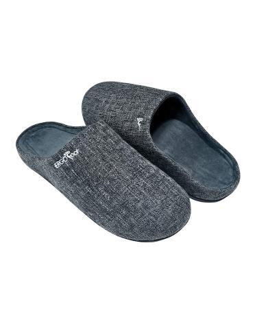 ERGOfoot Orthotic Slippers with Arch Support for Plantar Fasciitis Pain Relief, Comfortable Orthopedic Clog House Shoes with Indoor Outdoor Anti-Skid Rubber Sole 9 Wide Women/7 Wide Men Grey