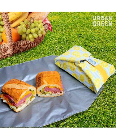 Urban Green Reusable Sandwich Wraps - Lemon & Avocado (Pack of 2) | Deli Food Wrap & Snack Bag Set - Buy Online on GoSupps.com