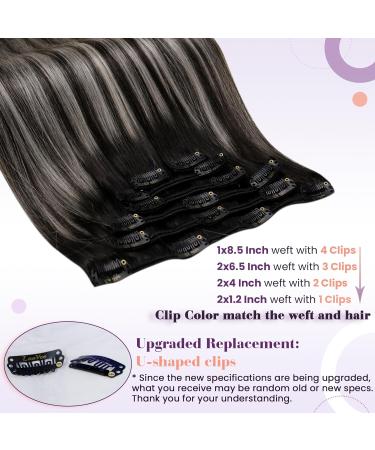 Buy Laavoo Black Real Hair Extensions - Clip-In Ombre 105g | 7 Pieces 45cm Balayage Black/Silver - Buy Online on GoSupps.com