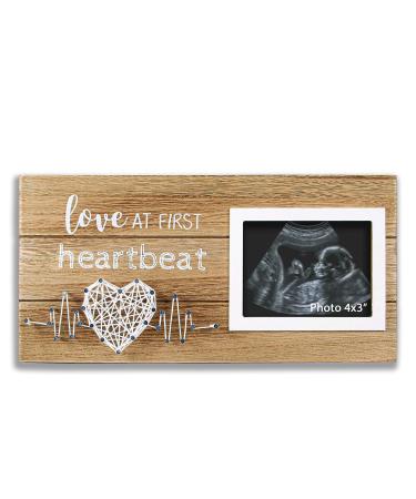 VILIGHT New Mom Gifts - Pregnancy Announcements Ideas Baby Nursery Decor - Love At First Heartbeat Sonogram Picture Frame for Standard 4" x 3" Ultrasound Photo
