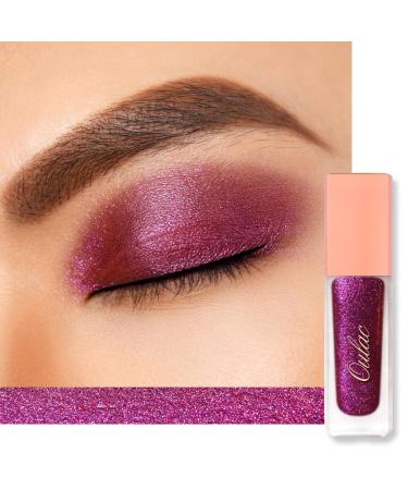 Oulac Liquid Glitter Eyeshadow Metallic Purple Eyeshadow & Eyeliner | Metallic Purple Raspberry Duo Chrome Deep Ruby with Blue Sparkle Crease-Free Vegan Cruelty-Free 5.4g Chaotic Love (06)
