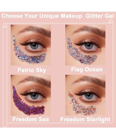 Buy Boko 50ML Patriotic Body Glitter Gel - Red White & Blue Chunky Makeup for Face Hair & Body | Perfect for 4th of July Olympics & Rave Parties - Buy Online on GoSupps.com