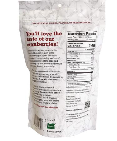 Buy Vincent Family Dried Cranberries with Unsweetened Apple Juice - 9.5 Oz - Healthy Snack - Buy Online on GoSupps.com