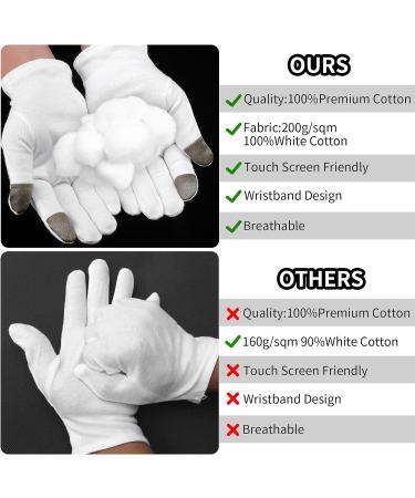 Dimeho 2 Pairs Touch Screen Moisturizing Gloves SPA Gloves for Dry Hands White Cotton Gloves for Sleeping Moisturizing Night Gloves for Rough Cracked Dry Chapped Hands Skin - Buy Online on GoSupps.com