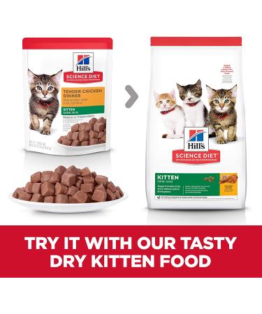Hill's Science Diet Kitten Wet Cat Food Pouch Chicken Recipe 2.8 oz 24 pk - Nutrition for Growing Kittens - Buy Online on GoSupps.com