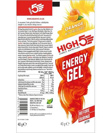 High 5 Energy Gel - 20 x 38g Sachet- Juicy Orange - Buy Online on GoSupps.com