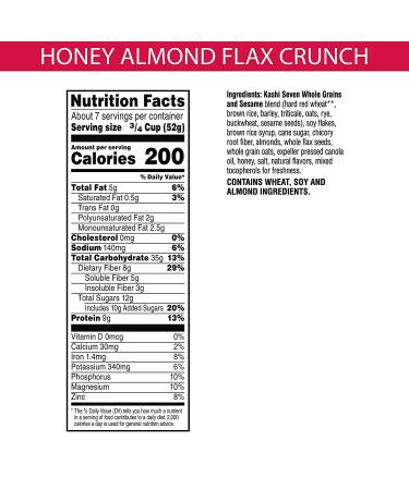 Kashi GoLean Crunch! Honey Almond Flax Cereal 14 oz - Healthy Breakfast Option - Buy Online on GoSupps.com