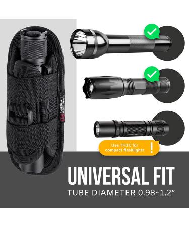 TH1 Tactical Flashlight Holster - Stretchable Rotatable Clip - 360 Degree Holder - Police Military Security - Black - Buy Online on GoSupps.com