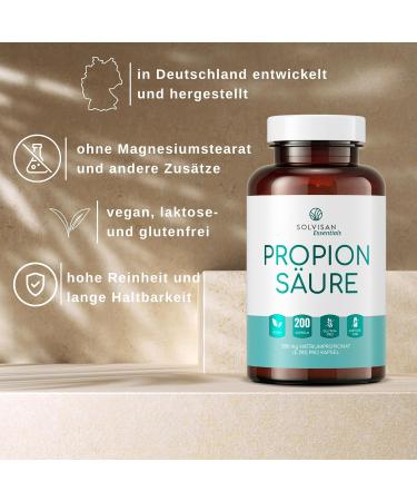 Solvisan Propionic Acid Capsules 500mg - 200 Vegan Capsules with Sodium Propionate - Pure & International Shipping - Buy Online on GoSupps.com