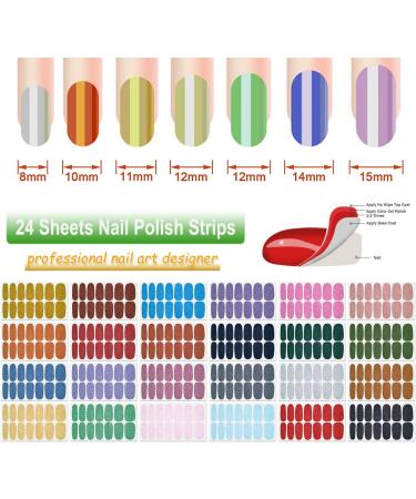 DANNEASY Glitter Nail Polish Stickers - 24 Sheets Self-Adhesive Full Nail Wraps for Women | Gel Nail Strips Manicure Kit with File & Cuticle Stick - Buy Online on GoSupps.com