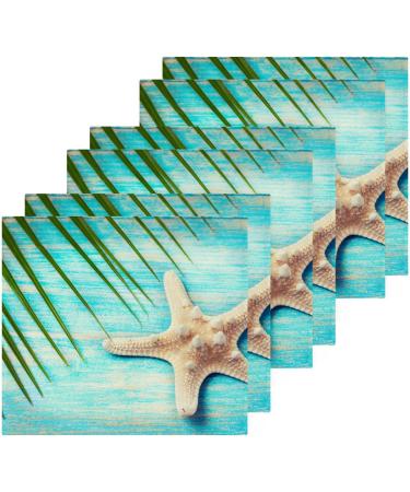 SUABO Soft Cotton Bath Washcloths Set | Starfish Palm Tree Design | Absorbent & Quick Drying | 6-Pack - Buy Online on GoSupps.com