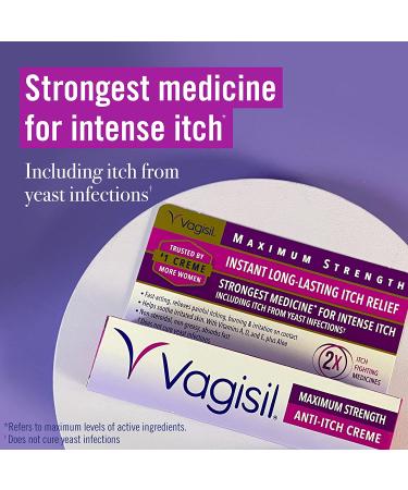 Vagisil Maximum Strength Feminine Anti-Itch Cream with Benzocaine - Fast-Acting Relief for Yeast Infection Irritation - Gynecologist Tested - Soothes and Cools Skin - 1oz (Pack of 4) - Buy Online on GoSupps.com