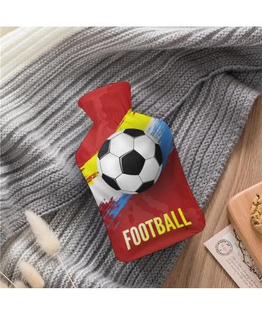 Football Hot Water Bottle with Plush Cover - Hand Warmer for Adults & Children | 26.5x15.3cm - International Shipping Available - Buy Online on GoSupps.com