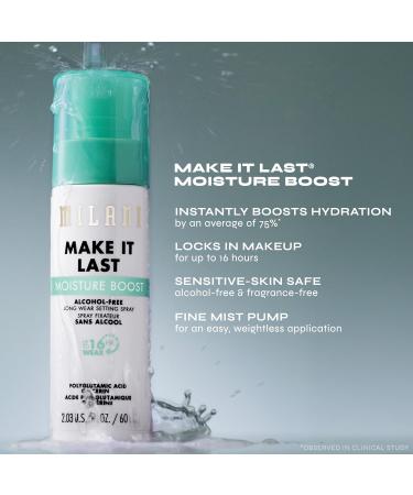 Milani Make It Last Moisture Boost Setting Spray - Alcohol Free Waterproof Makeup Finishing Mist - Hydrating & Soothing Formula for Sensitive Skin - 1 Count Moisture Boost - 1 Pack - Buy Online on GoSupps.com