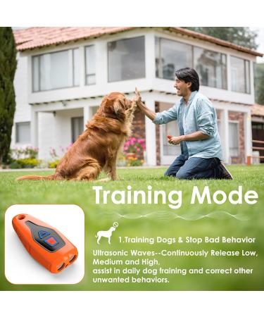Dog Bark Deterrent Devices Ultrasonic Dog Barking Control Device Anti Bark Device for Dogs with LED Flashlight 33 FT Range Rechargeable Dog Bark Deterrent Orange - Buy Online on GoSupps.com