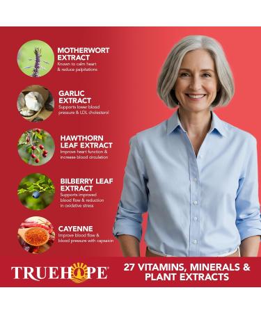 Truehope 27-in-1 Ultimate Heart Health Supplement | Blood Pressure Circulation Heart Function Support | Potency You Can Feel Day 1 | Hawthorn Motherwort Inositol Mistletoe | + Advanced Chelation - Buy Online on GoSupps.com
