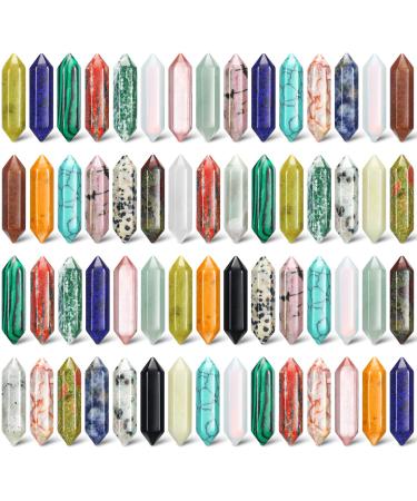 60 Pieces Crystal Hexagonal Wand Stones Bulk Worry Stones Healing Bullet Crystals Stones Sets Witch Hexagonal Bullet Shaped Gemstones Chakra Crystals for Witchcraft Meditation Divination Home Decor