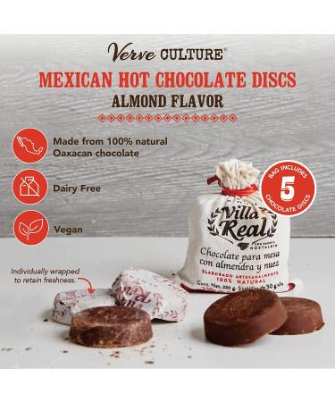 Verve CULTURE Mexican Hot Chocolate Discs- Dairy Free Vegan Gourmet Spicy Blend- Almond & Walnut Flavored- 250g Bag- 5 Discs- Pack of 5 - Buy Online on GoSupps.com