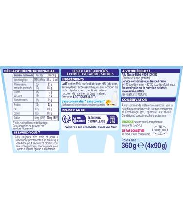 Nestl B b - P'tit brewed Apricot Vanilla without added sugars - from 6 months - 4 x 90 g - Buy Online on GoSupps.com