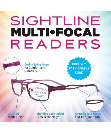 Sightline F205 Narrow Fit Multifocus Progressive Power Reading Glasses - Purple 1.0x | Shop Internationally - Buy Online on GoSupps.com