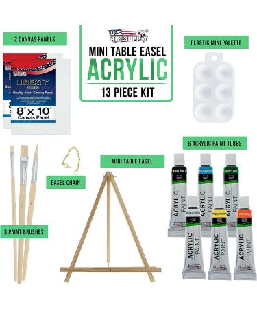 U.S. Art Supply 13-Piece Artist Painting Set: 6 Vivid Acrylic Paint Colors, Easel, Canvas Panels, Brushes & Palette - Ideal for Children, Kids, Students, Beginners - Buy Online on GoSupps.com