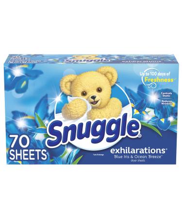 Snuggle Exhilarations Fabric Softener Dryer Sheets, Blue Iris & Ocean Breeze, 70 Count