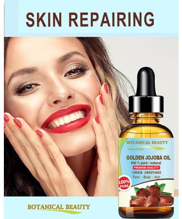 Botanical Beauty Golden Jojoba Oil 100% Pure - Nourish Face Hair Skin & Body - 1 Fl. oz (30 ml) - International Shipping Available - Buy Online on GoSupps.com