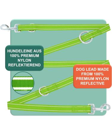 Dey Premium Dog Leash - 2m Reflective Nylon 3-Way Adjustable for All Dog Sizes | Doubleein Tow & Puppy Leash in Green - Buy Online on GoSupps.com