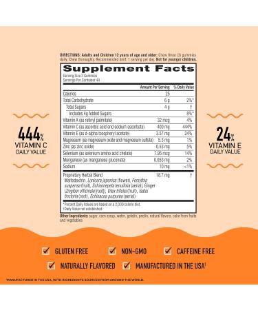Airborne 400mg Vitamin C Gummies for Adults & Children Immune Essentials Daily Immune Support Supplement with Powerful Antioxidants Vitamins C & E Plus Selenium - 132 Gummies Orchard Fruit Flavor 132 Count (Pack of 1) - Buy Online on GoSupps.com