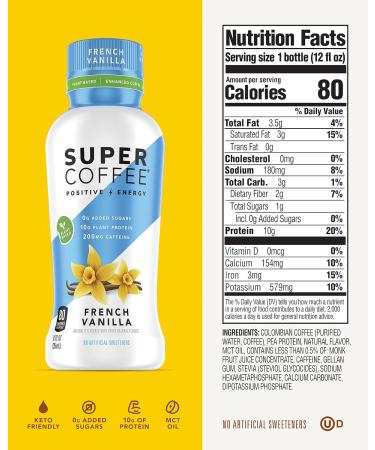 Kitu Super Coffee Variety Pack - French Vanilla Coconut Mocha Sweet Cream 12 Fl Oz 6 Pack | Vegan Protein Coffee (0g Added Sugar, 10g Protein, 80 Calories) | Iced Coffee Keto Coffee - Pea Protein Plant Based Gluten Free - Buy Online on GoSupps.com
