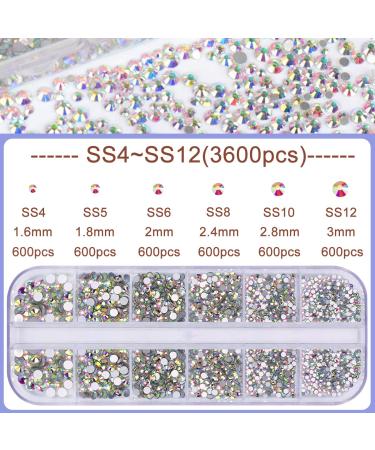 Kingmas 3600 Pcs Flat Back Rhinestones - 6 Sizes Nail Crystals for Crafts Clothing & Nail Art - Acrylic Glitter Stones with 5 Box Set - Buy Online on GoSupps.com