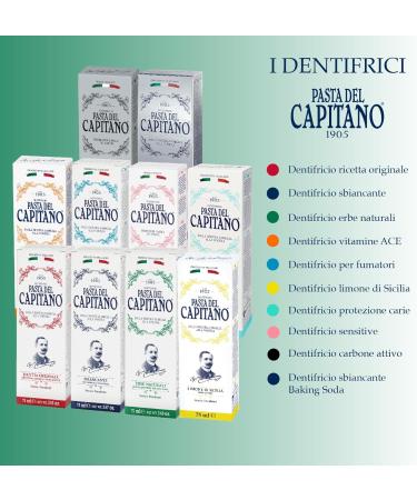 Pasta del Capitano 1905 Toothpaste with Natural Herbs - 100% Made in Italy 75 ml Tube for Superior Oral Hygiene - Buy Online on GoSupps.com