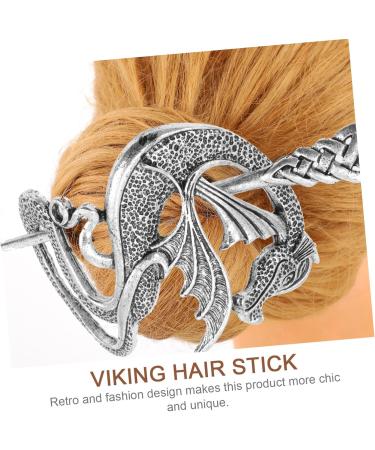 Beavorty Vintage Viking Hairpins viking hair clip hair stick Thru Hair Barrette with Stick antique style knot hair pin hair slide with stick Miss alloy Victoria European and American 9x6cm Silver - Buy Online on GoSupps.com
