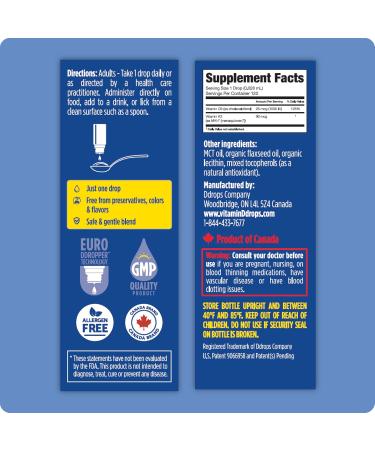 Ddrops Adult Bone Health 1000 IU Vitamin D3 + 90 mcg K2-120 Drops - Helps Maintain and Build Strong Bones and Teeth. No Artificial Preservatives No Sugar Non-GMO Allergy-Friendly - Buy Online on GoSupps.com