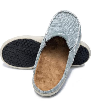 ZF ZEFUHER Men's Slip On Slippers with Wide Arch Support and Plantar Fasciitis Relief in Graygreen - Size 9.5 - Buy Online on GoSupps.com